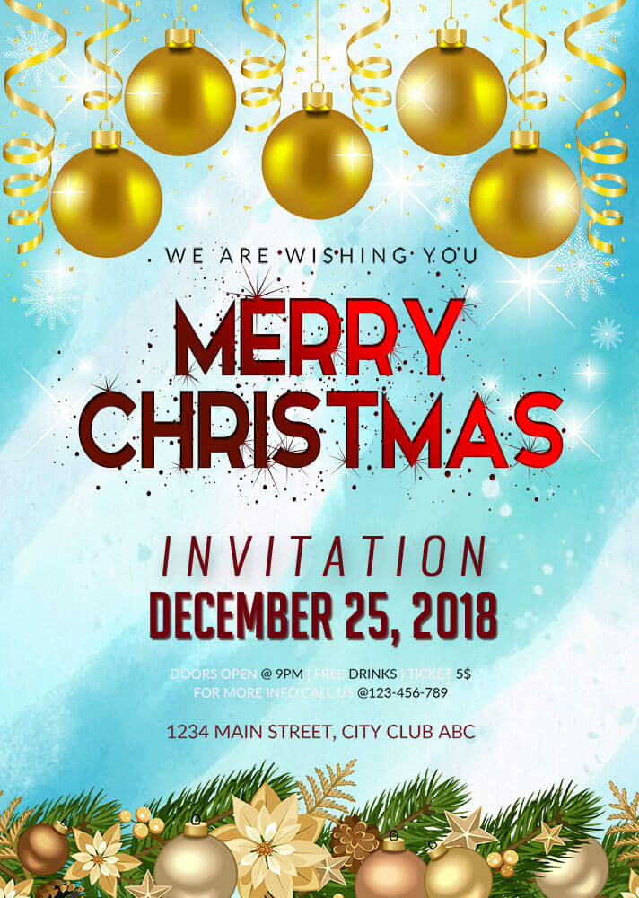 Christmas Invitation PSD Template Free room