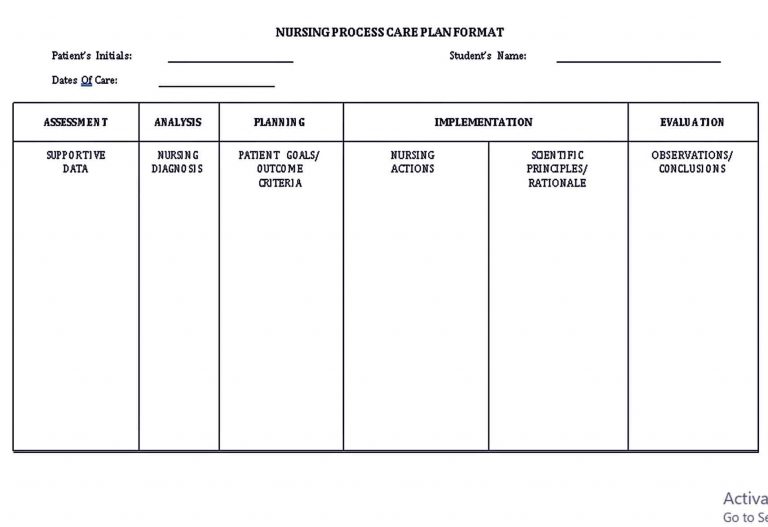 Nursing Care Plan Template Samples Room 7062