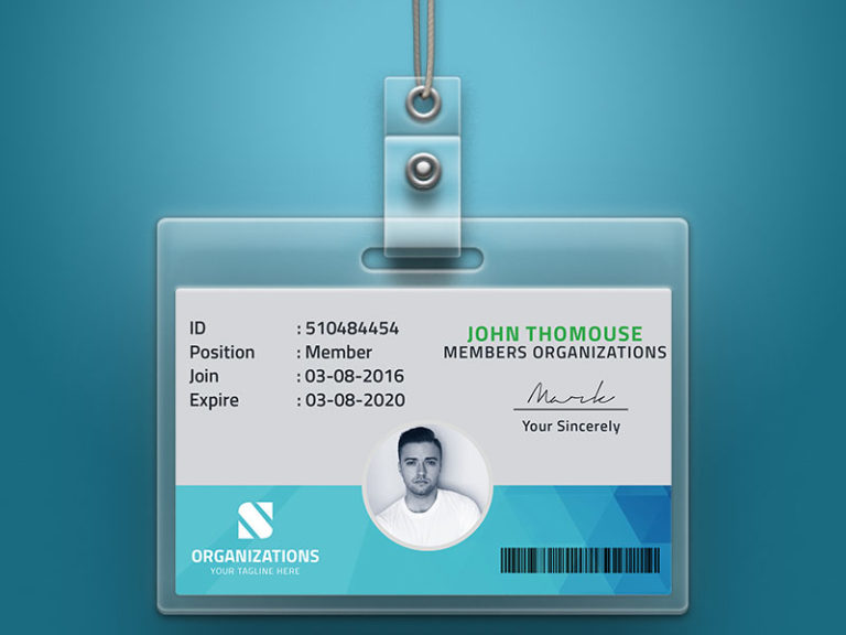 Organization ID Card Customizable PSD Template room