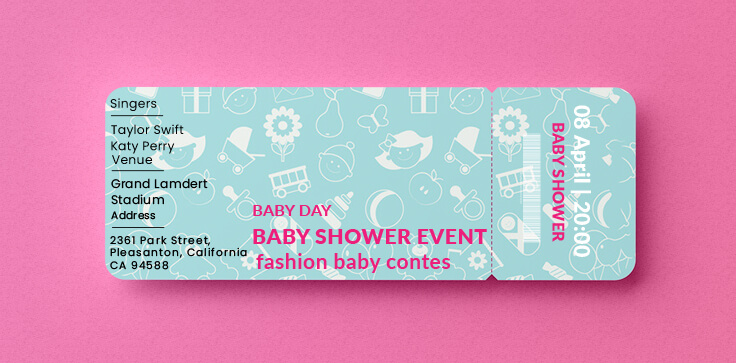 PSD Template For Baby Shower Ticket