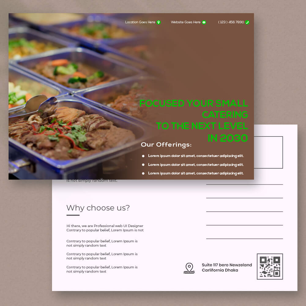 PSD Template For Catering Postcard