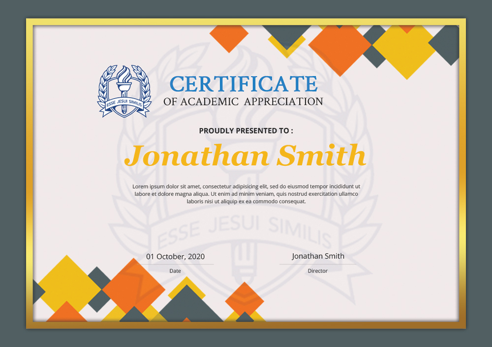 Sample Academic Certificate Templates