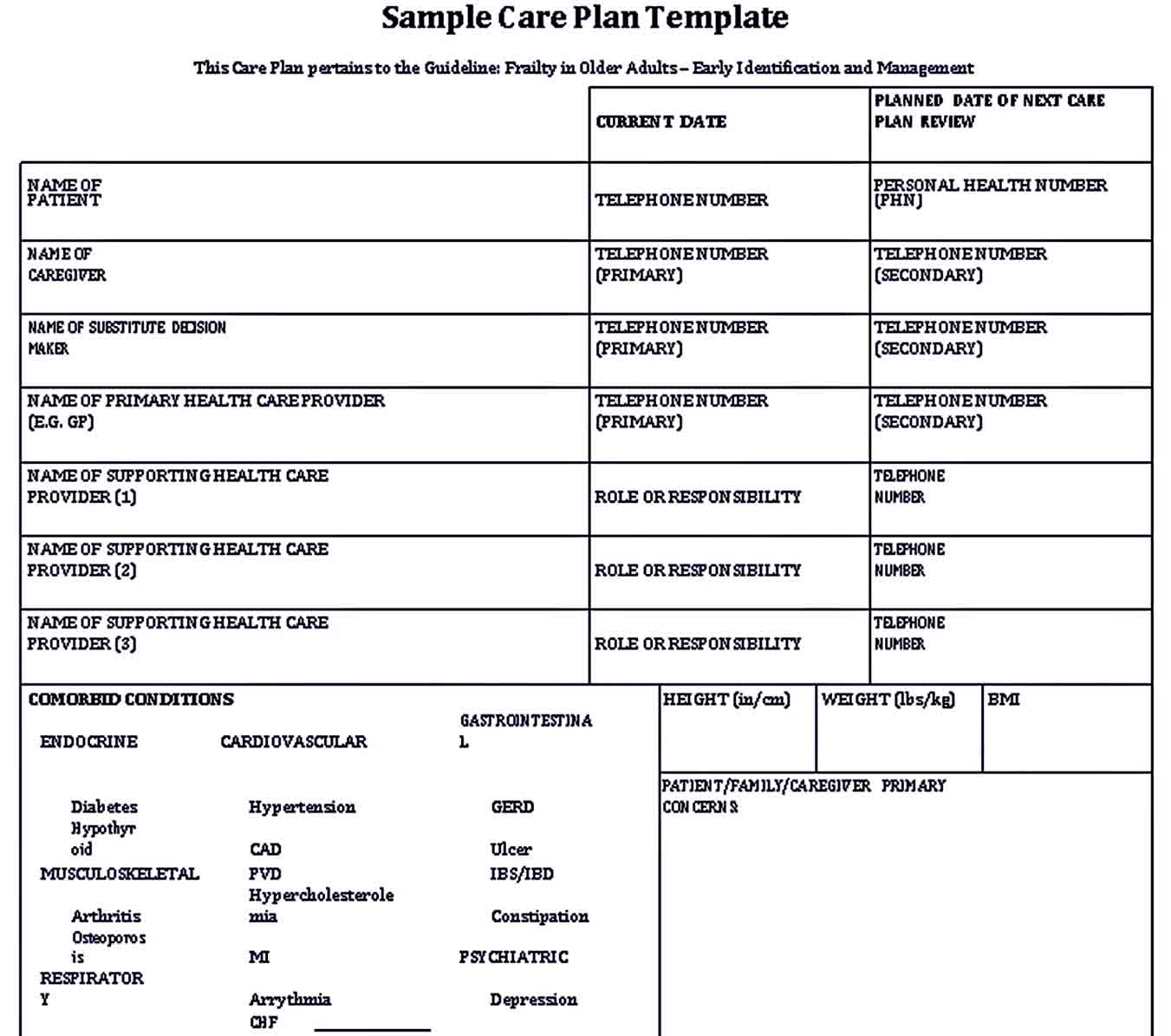 Patient Care Plan Template  room surf.com Within Nursing Care Plan Template Word