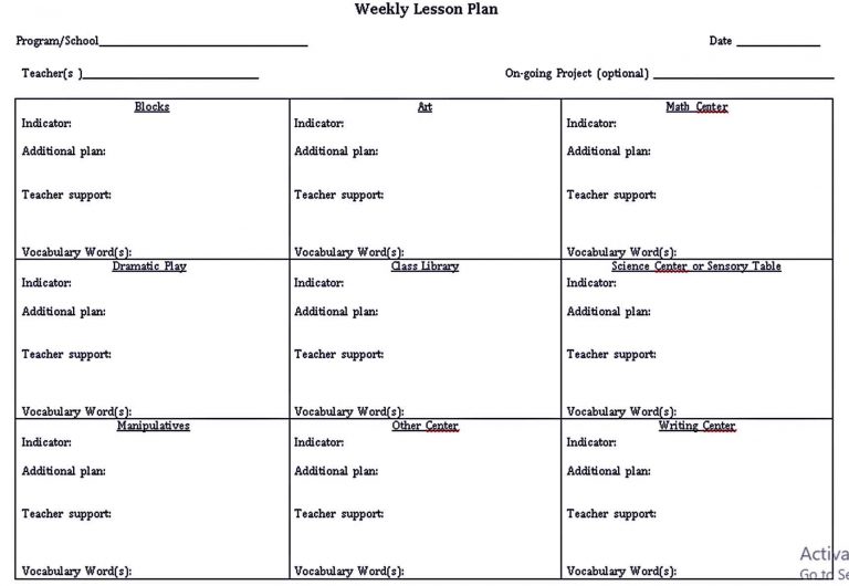 Lesson Plan Templates Room Surf