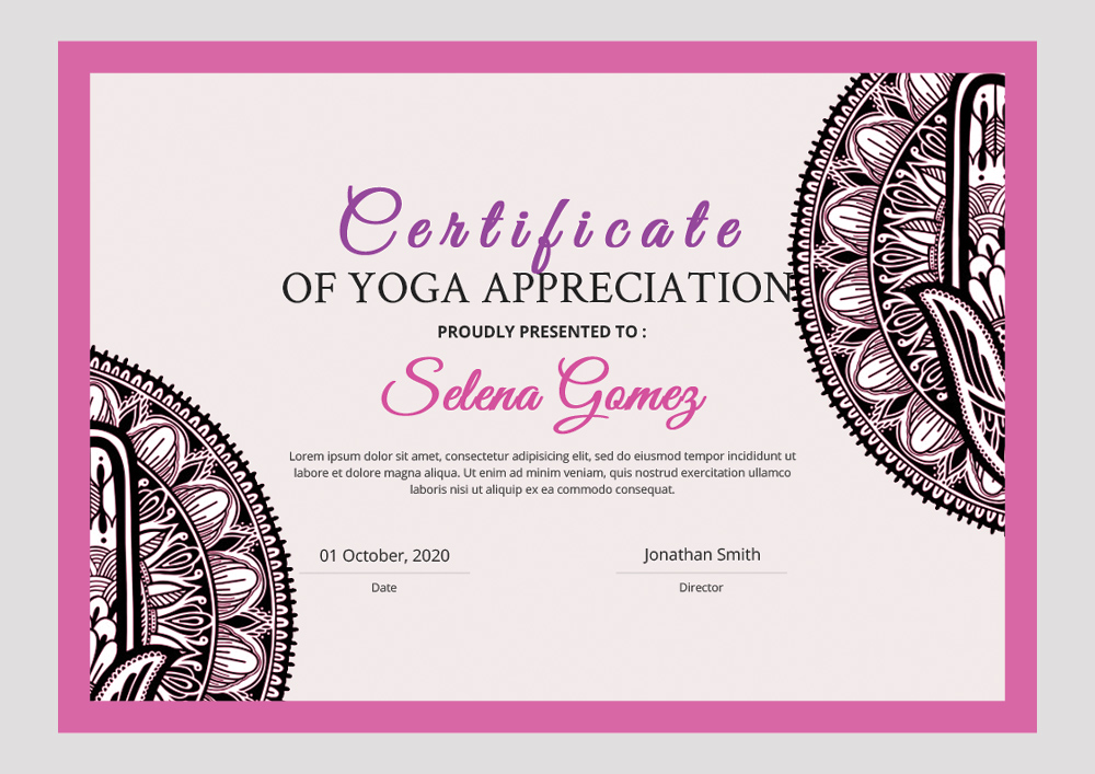 Yoga Certificate Template Ideas