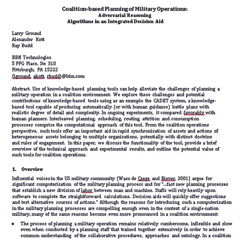 Military Operations Plan Templates room