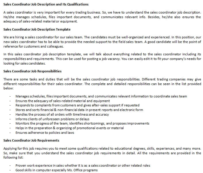 Job description qualifications