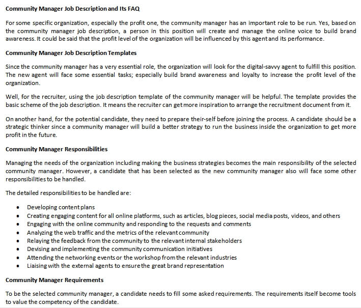 Community Manager Job Description And Its FAQ Room Surf