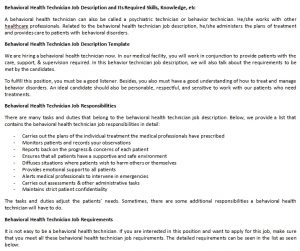 Behavioral Health Technician Job Description And Its Required Skills ...