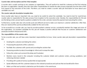 Counter position job description