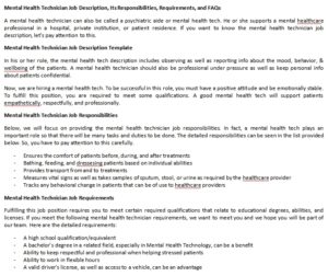 Mental Health Technician Job Description, Its Responsibilities ...