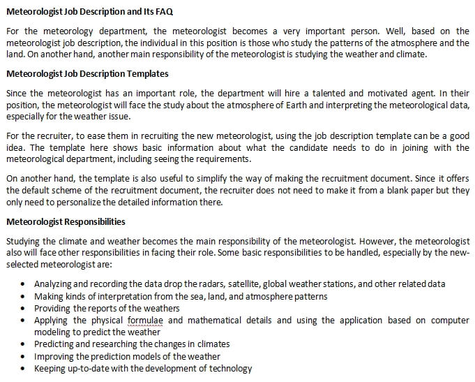 Meteorologist Job Description And Its FAQ Room Surf