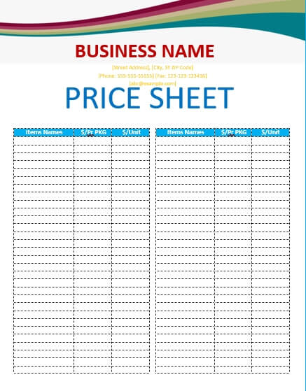 Free Editable Price List Template from uroomsurf.com