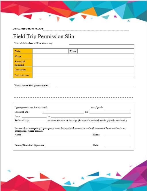 Free Printable Permission Form