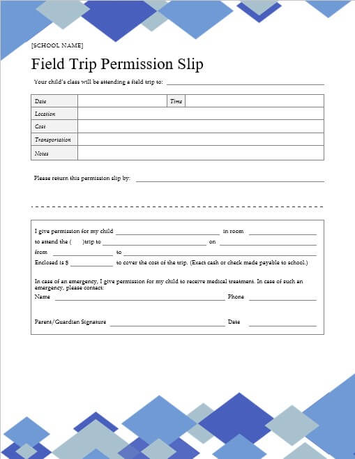 10+ Field Trip Permission Slip Template room