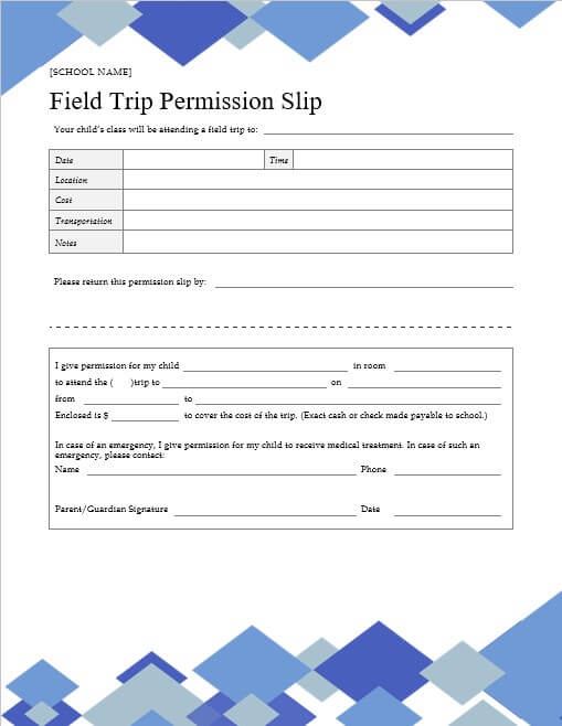 10 Field Trip Permission Slip Template Room Surf