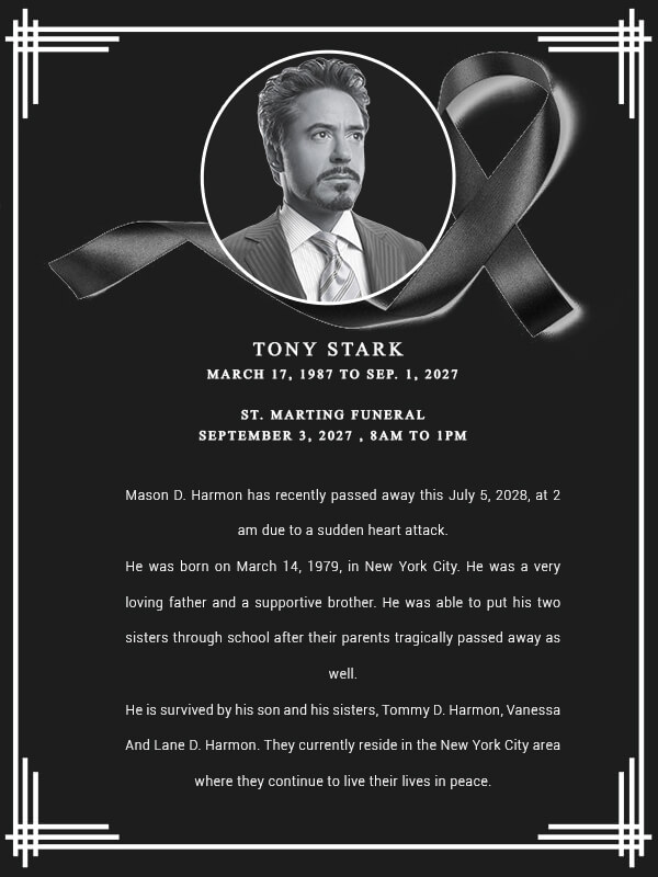 10 Funeral Announcement Customizable PSD Template Room Surf