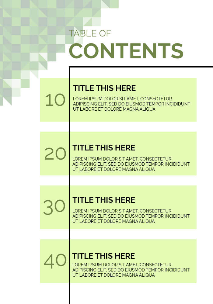 Table Of Contents Excel Template Free Download