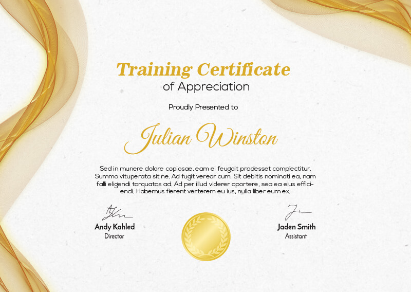 Template For Training Certificate