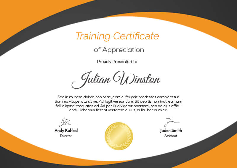 10+ Training Certificate Template Free PSD Template | room surf.com