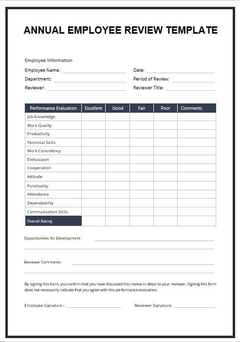 10 Annual Employee Review Template Room Surf