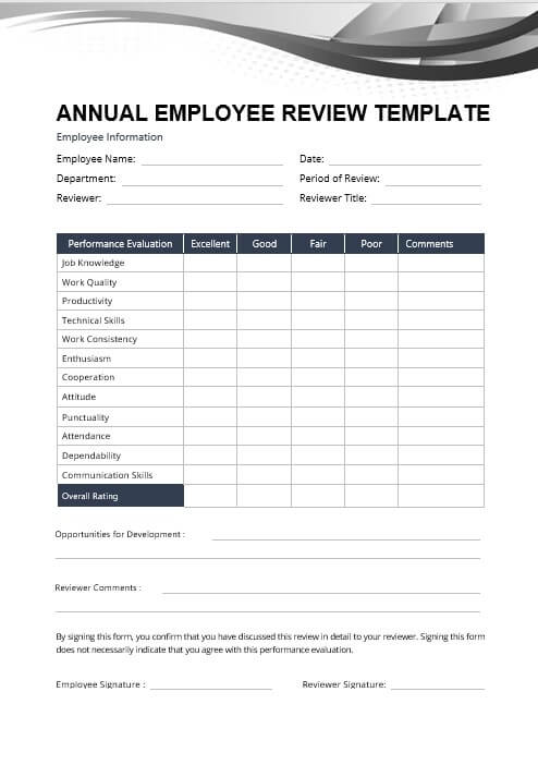 10 Annual Employee Review Template Room Surf