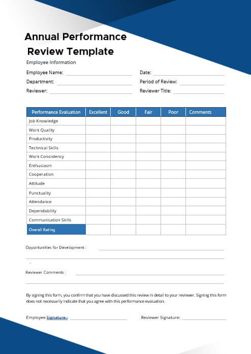 Performance Review Template Free Download