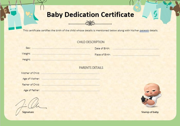 Free baptism certificate template