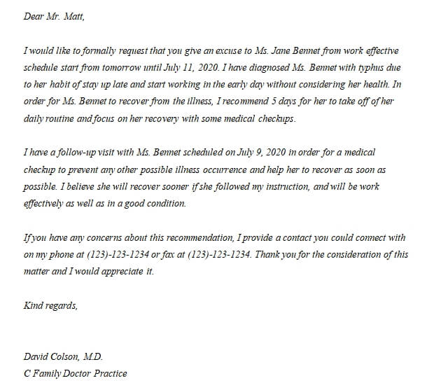 18. Medical Leave Letter From Doctor