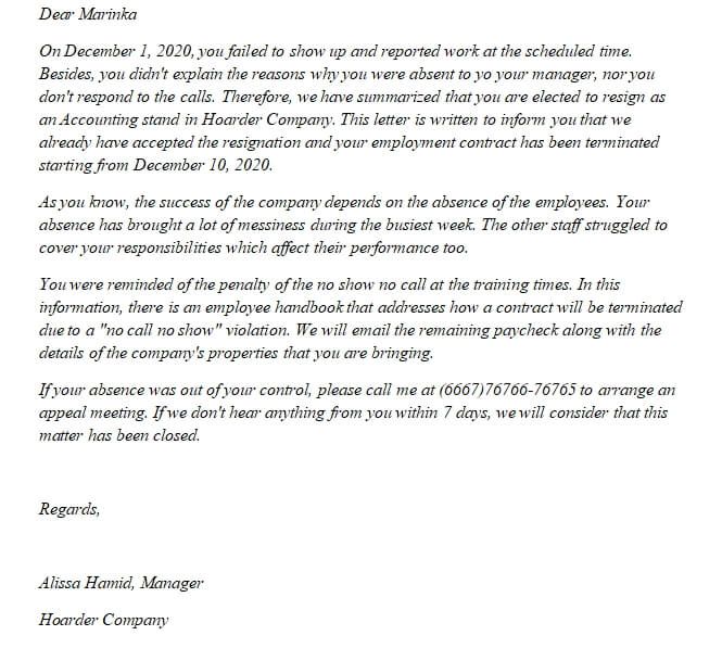 Appeal Letter For Termination Of Employment Sample 50 Editable 