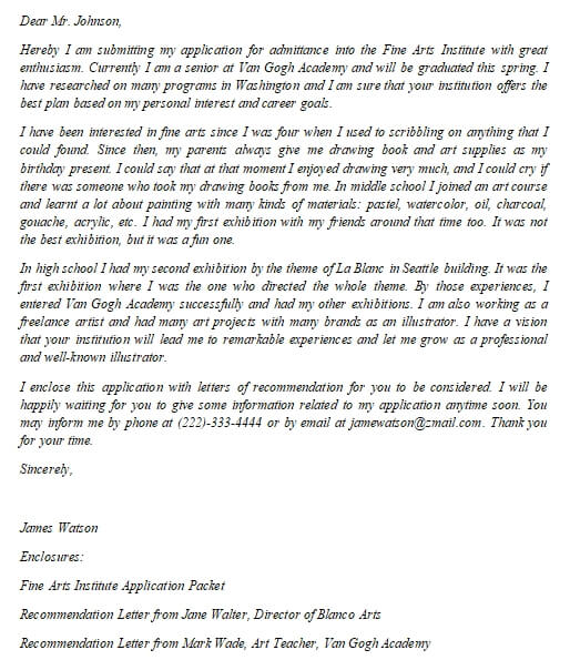 School Application Letter The Formula And The Example Room Surf