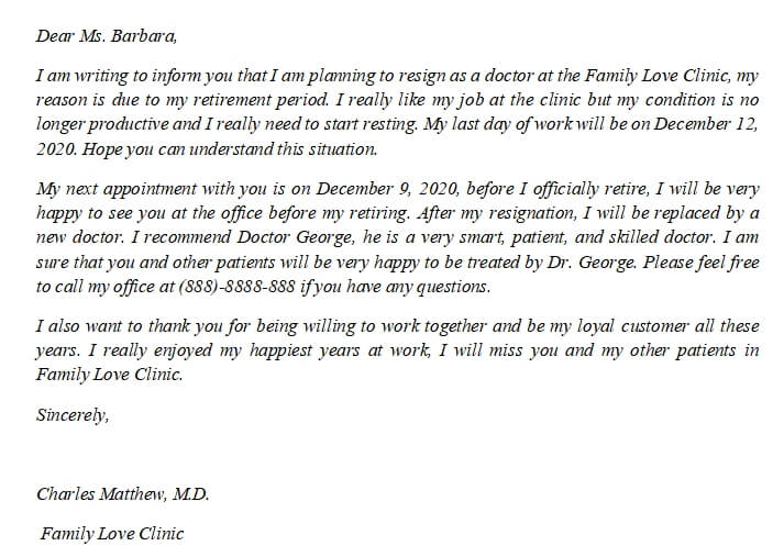 Guides To Write A Physician Resignation Letter To Patients Room 6704