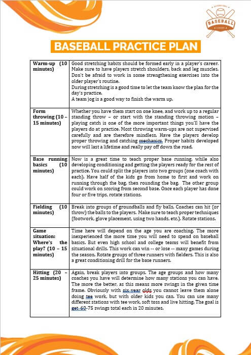 10 Baseball Practice Plan Template Room Surf