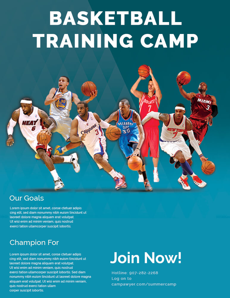 10 Printable Basketball Camp Flyer Template Free Psd Room Surf