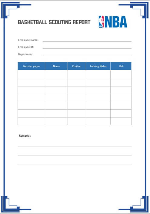 Basketball Player Scouting Report Template