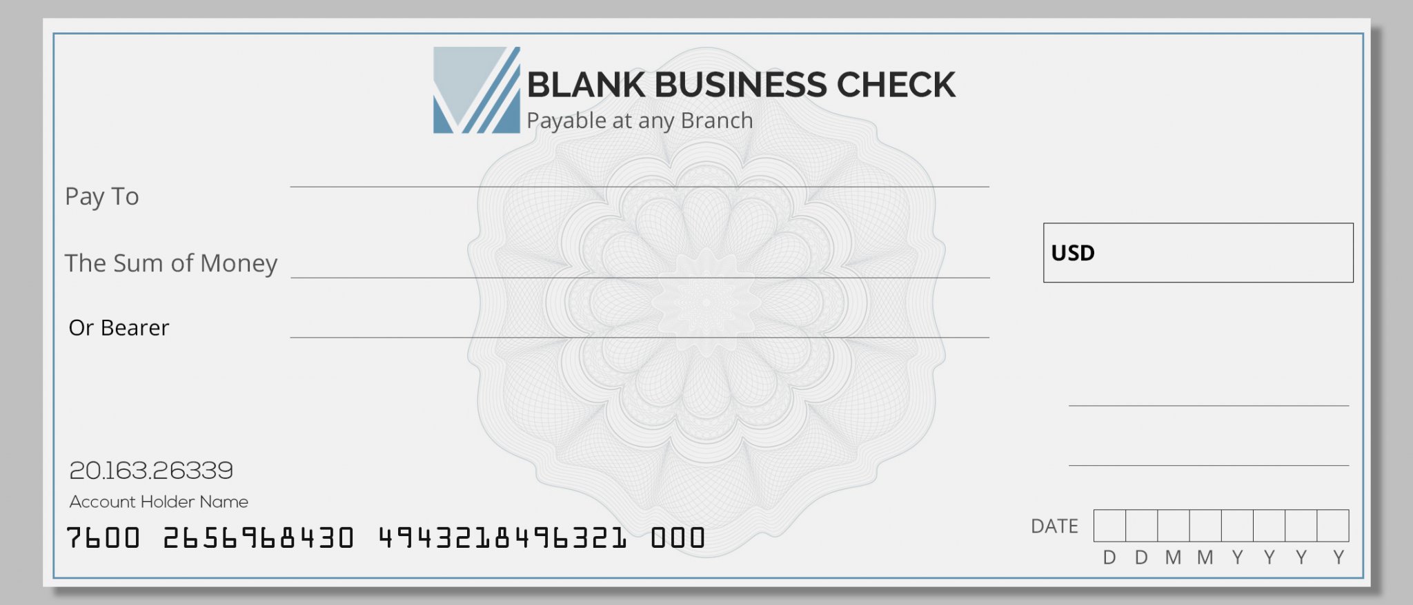 10+ Printable Blank Business Check in psd room