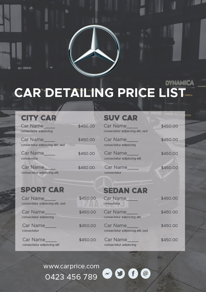 10+ Printable Car Detailing Price List psd template free room