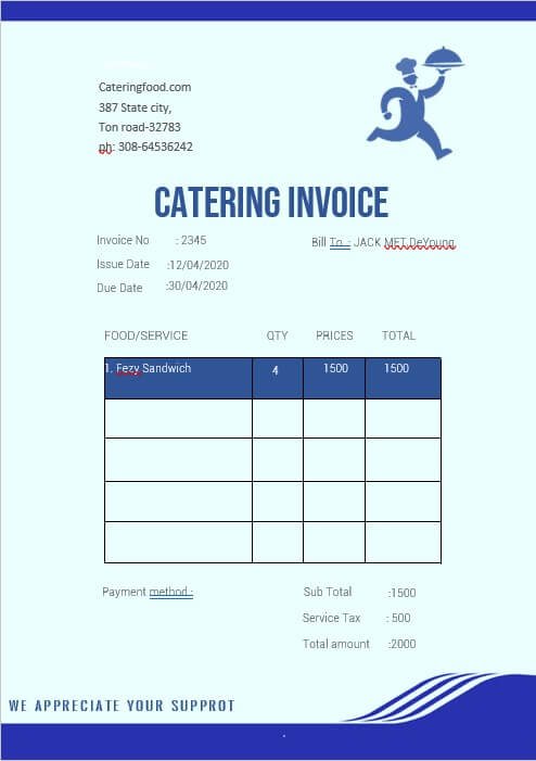 10 Printable Catering Invoice Template Room Surf