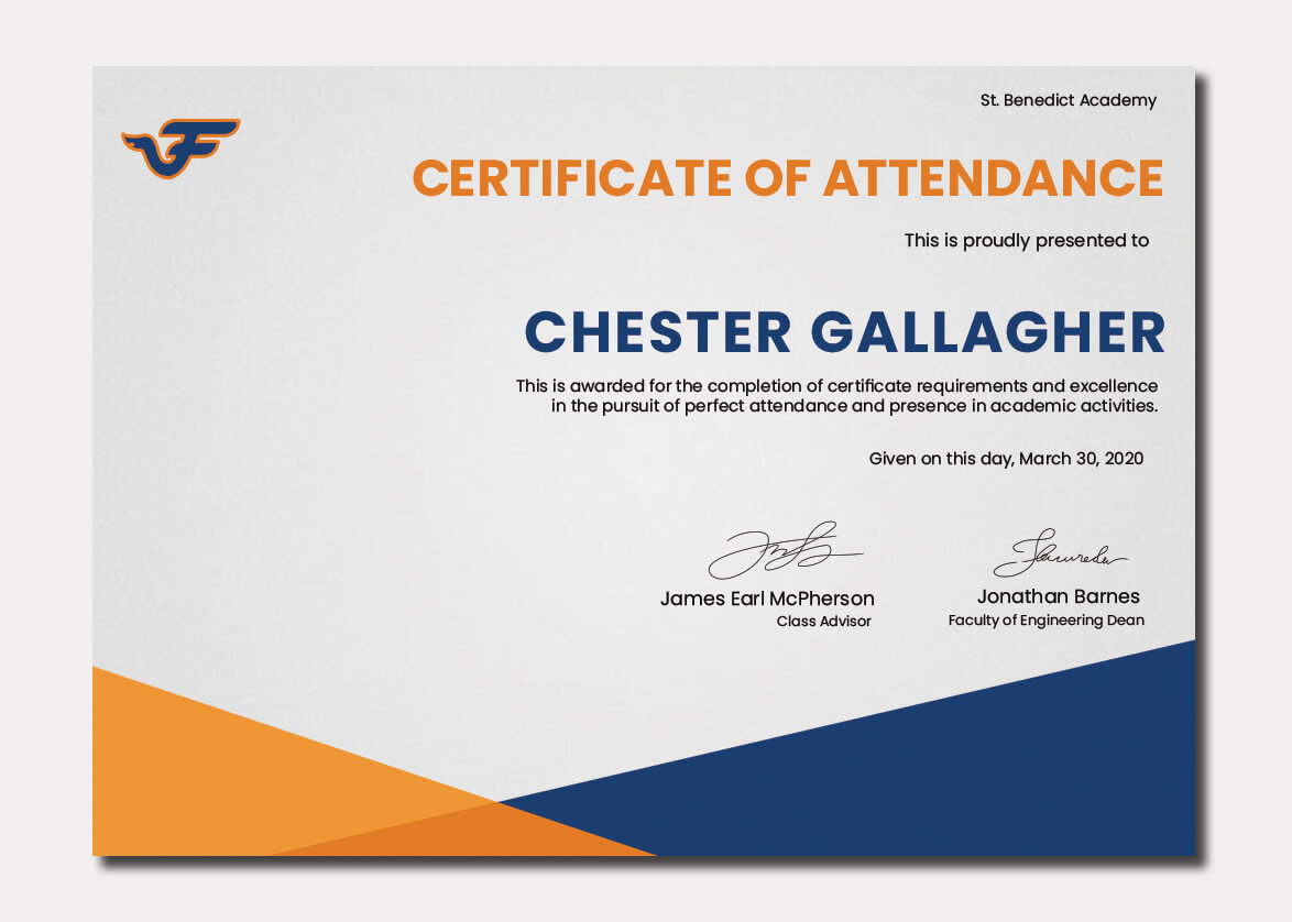 22+ Printable Certificate of Attendance template free psd  room Intended For Conference Certificate Of Attendance Template