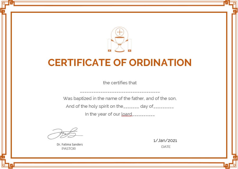 Ordination Certificate Templates