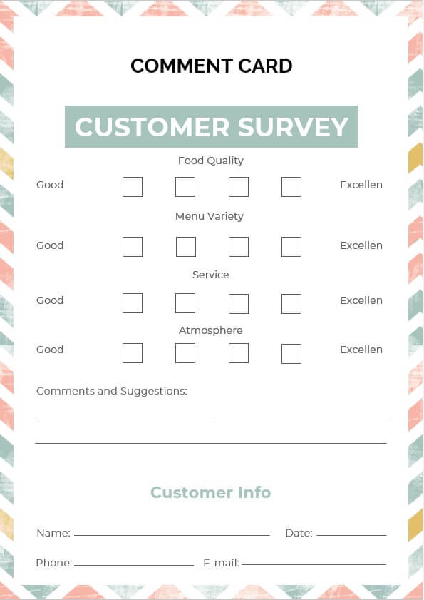 comment card template free word template