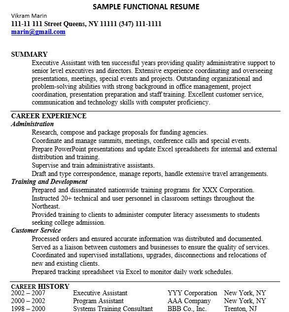 Administrative Assistant Chronological Resume