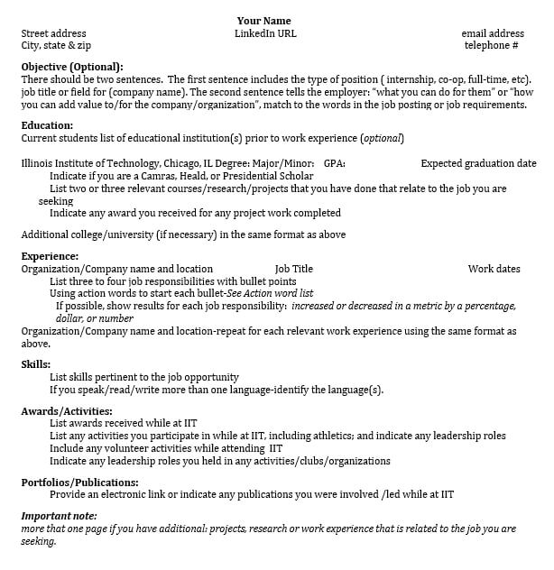 Computer Science Internship Resume Template PDF