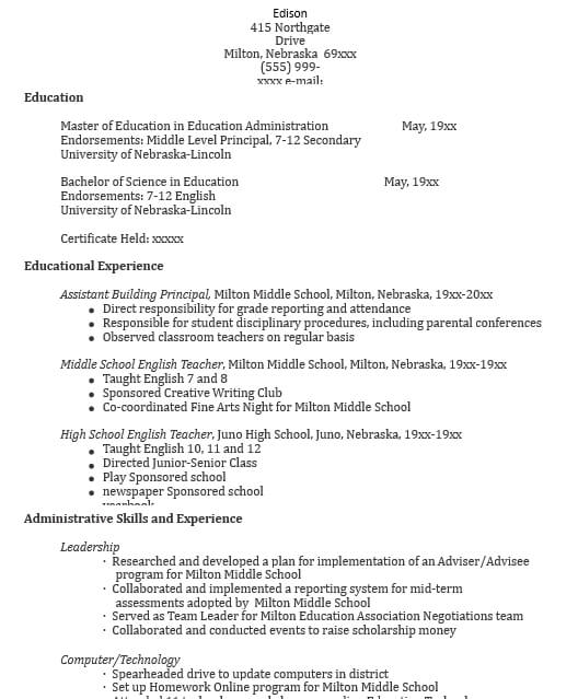 Education Resume Example Template in PDF