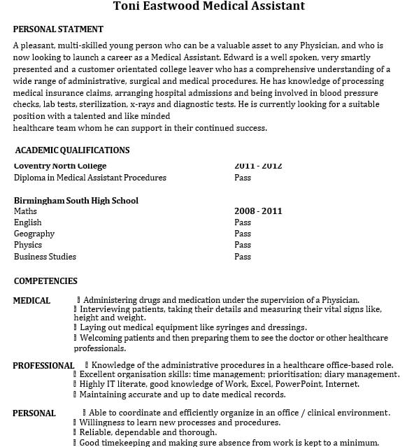 Entry Level Medical Assistant Resume PDF Format
