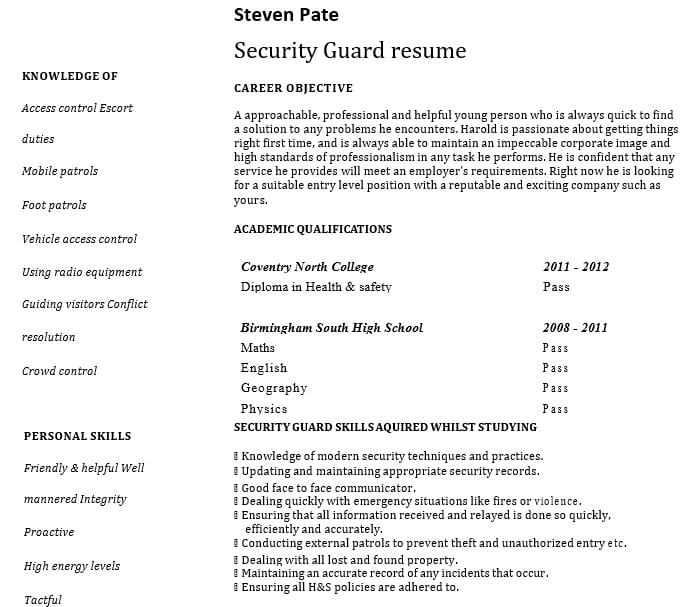 Entry Level Security Guard