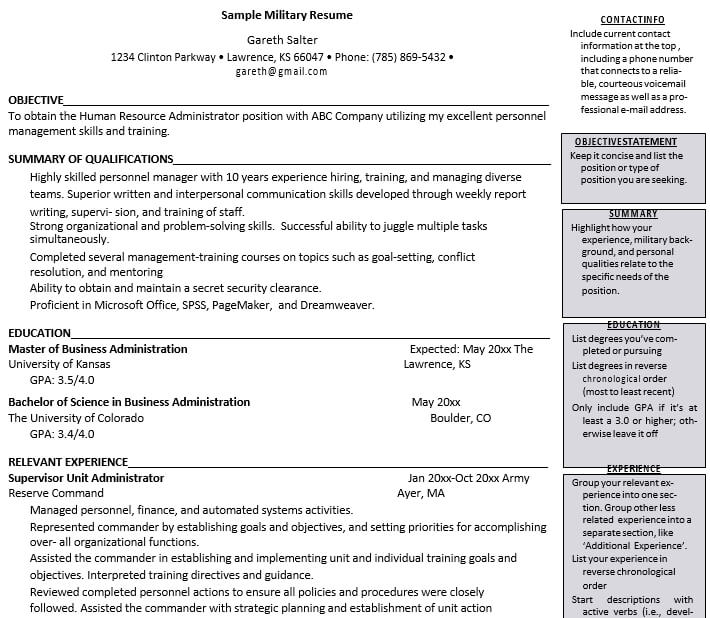 Experienced Military Resume