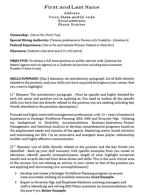 Federal Resume Builder PDF Free Download