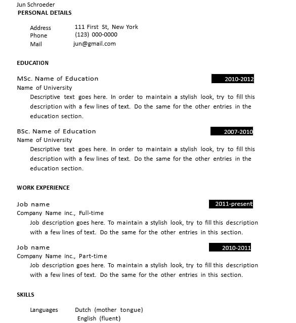 Free Latex Resume Templates Download