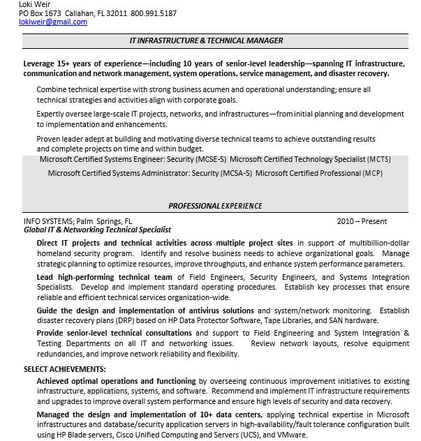 IT Operations Manager Resume